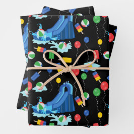 Wasserrutsche Kinder Sommerjunge Mädchen Spaß Geschenkpapier Set