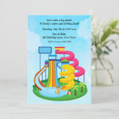 Wasserrutsche Park Birthday Splash Einladung (Stehend Vorderseite)