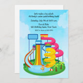 Wasserrutsche Park Birthday Splash Einladung (Vorne/Hinten)