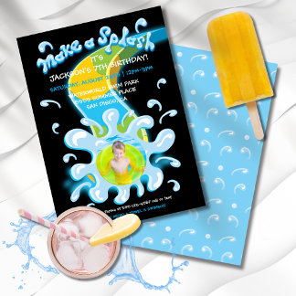 Wasserrutsche Park Pool Party Foto Einladung