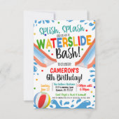 Wasserrutsche Party Einladung (Vorderseite)