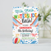 Wasserrutsche Party Einladung (Stehend Vorderseite)