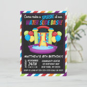 Wasserrutsche Party Einladung Sommergeburtstag Par (Stehend Vorderseite)