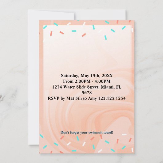 Wasserrutsche Party laden ein Einladung (Rückseite)