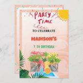 Wasserrutsche Party laden ein Einladung (Vorne/Hinten)