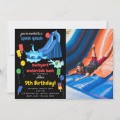 Wasserrutsche Sommer Splish Splash Foto Geburtstag Einladung (Vorderseite)