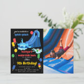 Wasserrutsche Sommer Splish Splash Foto Geburtstag Einladung (Stehend Vorderseite)