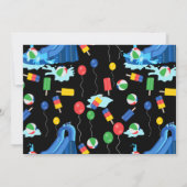 Wasserrutsche Sommer Splish Splash Foto Geburtstag Einladung (Rückseite)