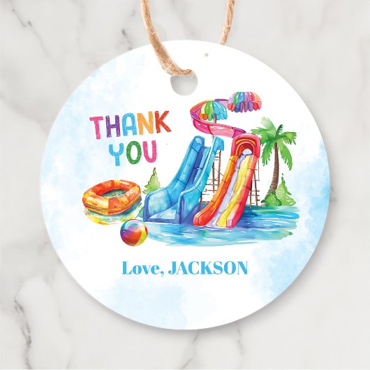 Wasserrutsche Splash Geburtstagsparty Danke Geschenkanhänger