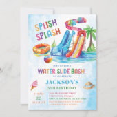 Wasserrutsche Splash Geburtstagsparty Einladung (Vorderseite)
