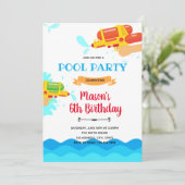 Wasserrutsche Wasserbecken Einladung zum Geburtsta (Stehend Vorderseite)