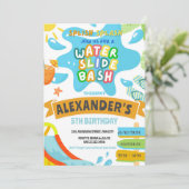 Wasserrutsche Wasserrutsche Park Bash Splash Gebur Einladung (Stehend Vorderseite)
