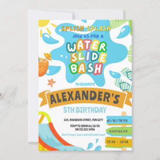 Wasserrutsche Wasserrutsche Park Bash Splash Gebur Einladung