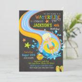 Wasserrutsche zum Geburtstag Einladung / Pool-Part (Stehend Vorderseite)