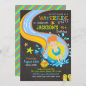 Wasserrutsche zum Geburtstag Einladung / Pool-Part (Vorne/Hinten)