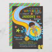 Wasserrutsche zum Geburtstag Einladung / Pool-Part (Vorne/Hinten)