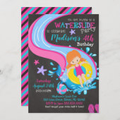 Wasserrutsche zum Geburtstag Einladung / Schwimmba (Vorne/Hinten)