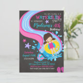 Wasserrutsche zum Geburtstag Einladung / Schwimmba (Stehend Vorderseite)