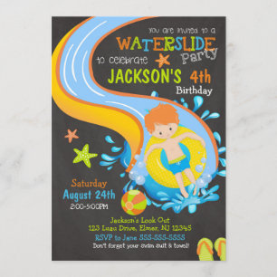 Wasserrutsche zum Geburtstag Einladung / Schwimmba