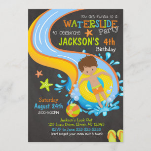 Wasserrutsche zum Geburtstag Einladung / Schwimmba