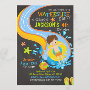 Wasserrutsche zum Geburtstag Einladung / Schwimmba