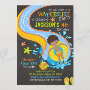 Wasserrutsche zum Geburtstag Einladung / Schwimmba
