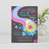 Wasserrutsche zum Geburtstag Einladung / Schwimmba (Stehend Vorderseite)