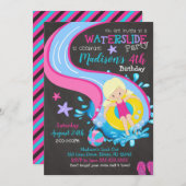 Wasserrutsche zum Geburtstag Einladung / Schwimmba (Vorne/Hinten)