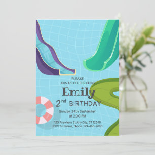 Wasserrutschen-Pool-Geburtstagsfeier, Wasser-Rutsc Einladung