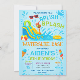 Wasserschieber Einladung, Wasserrutsche Geburtstag Einladung