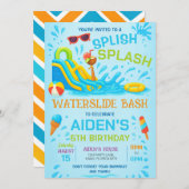 Wasserschieber Einladung, Wasserrutsche Geburtstag Einladung (Vorne/Hinten)