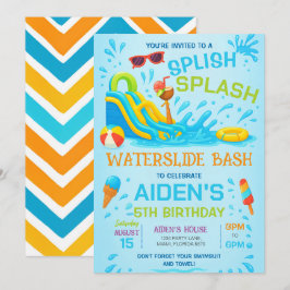 Wasserschieber Einladung, Wasserrutsche Geburtstag Einladung