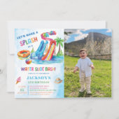 Wasserschieber-Splash Geburtstagsparty Foto Einladung (Vorderseite)