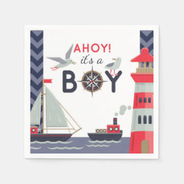 Wasserschiff Ahoy Baby Boy Showdusche Party Serviette