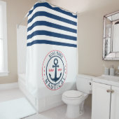 Wasserschiff, Name des Schiffes, Blauer Streifen d Duschvorhang (Beispiel)