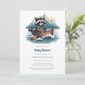 Wasserschiff Raccoon Boy Baby Dusche Einladung (Stehend Vorderseite)
