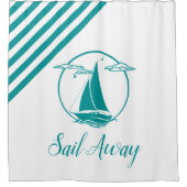 Wasserschiff-Silhouette/Segel weg/Streifen Duschvorhang (Vorderseite)