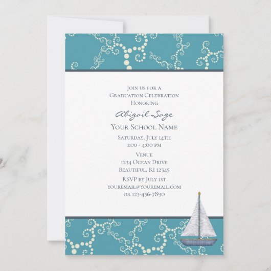 Wasserschiff und Abschluss mit schwindelerregendem Einladung (Rückseite)