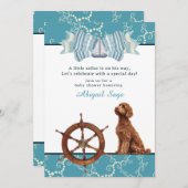 Wasserschiff und Goldendoodle Boy Babydusche Einladung (Vorne/Hinten)
