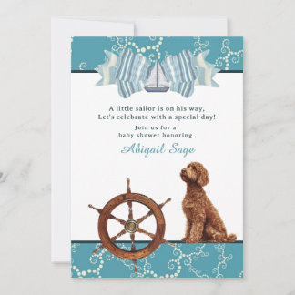 Wasserschiff und Goldendoodle Boy Babydusche Einladung