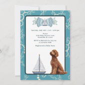 Wasserschiff und Goldendoodle Boy Babydusche Einladung (Rückseite)