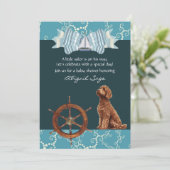 Wasserschiff und Goldendoodle Boy Babydusche Einladung (Stehend Vorderseite)