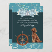 Wasserschiff und Goldendoodle Boy Babydusche Einladung (Vorne/Hinten)