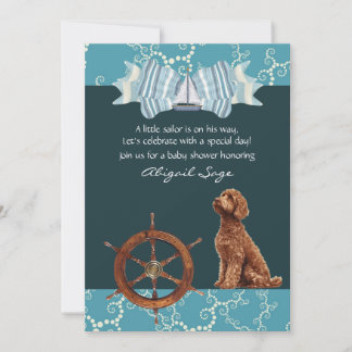 Wasserschiff und Goldendoodle Boy Babydusche Einladung