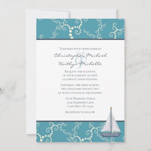 Wasserschiff und Wasserverheiratung Einladung (Rückseite)