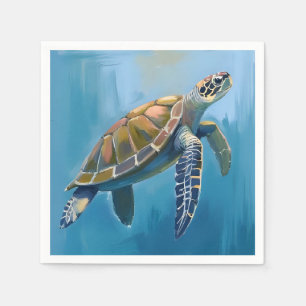 Wasserschildkröte Ozean Tier Wasserfarbe Serviette