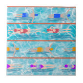 Wasserschwimmteam Schwimmlaps Seamless Muster Fliese (Vorderseite)