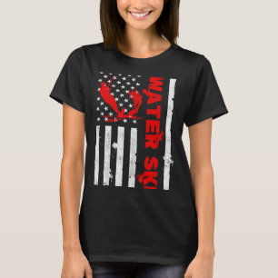 Wasserski amerikanische Flagge Strandsport Wellenl T-Shirt
