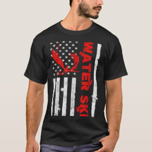 Wasserski Amerikanische Flagge Strandsport Wellenl T-Shirt