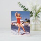 Wasserski-Button Postkarte (Stehend Vorderseite)